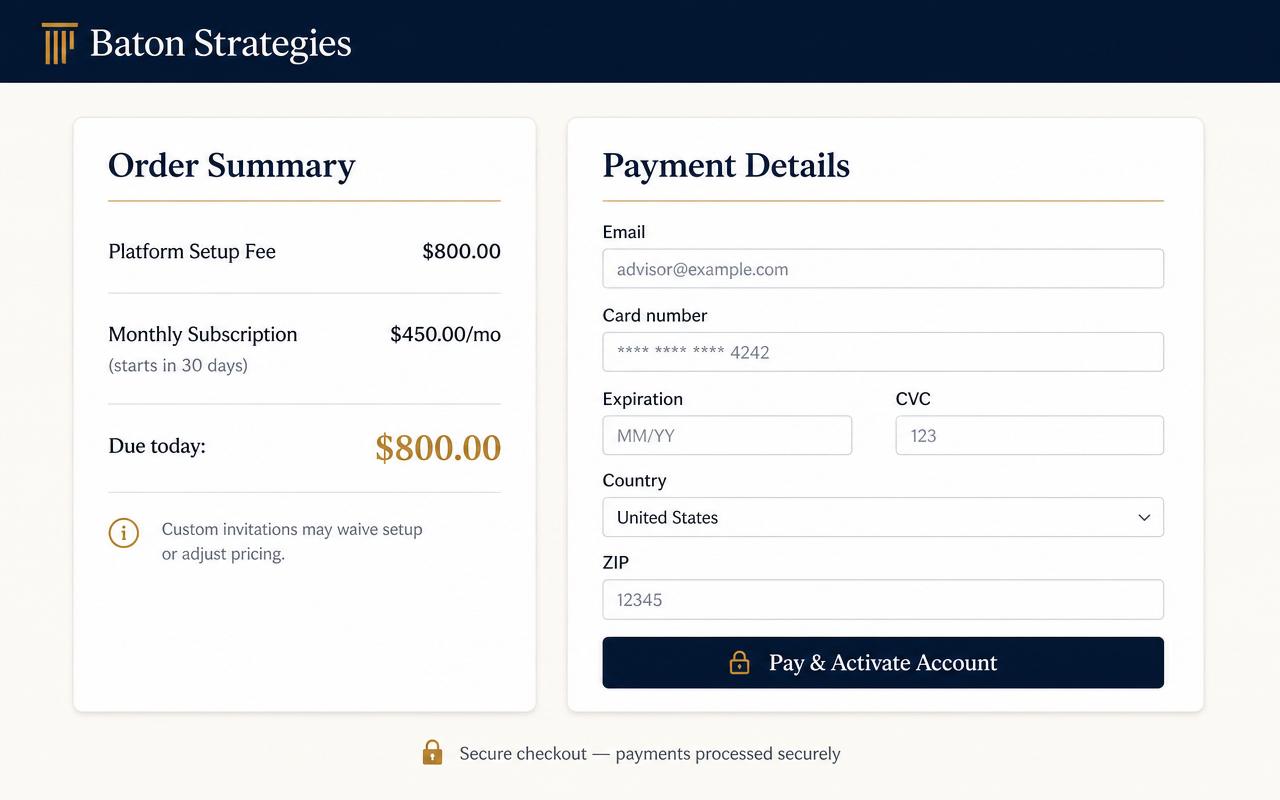 Activate your account at checkout