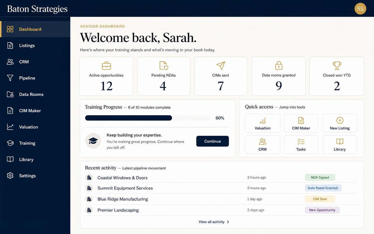 Walk into a fully-built advisor portal